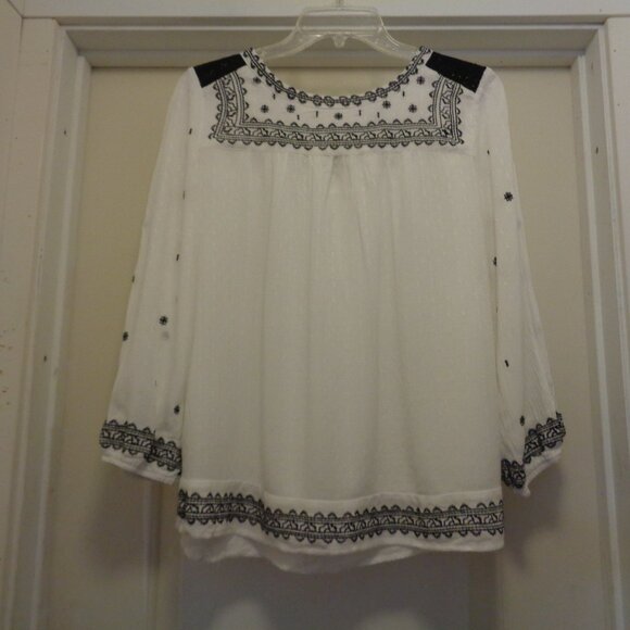 BOHEMIAN DREAMER CREPEY RAYON EMBROIDERY PEASANT BLOUSE BY KNOX ROSE M - Picture 4 of 4
